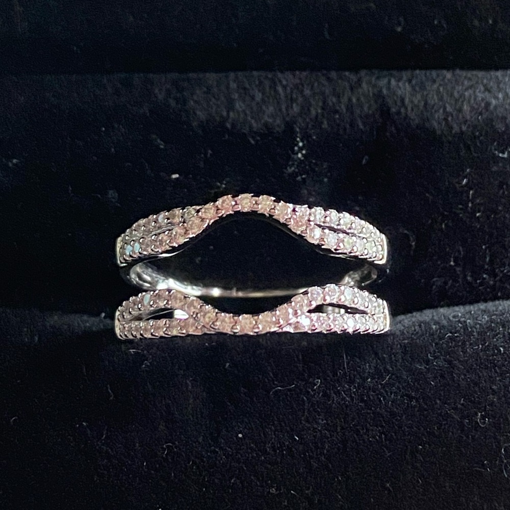 ❤️Double guard Enhancer wrap wedding bands Promise vacation bridal ring gift